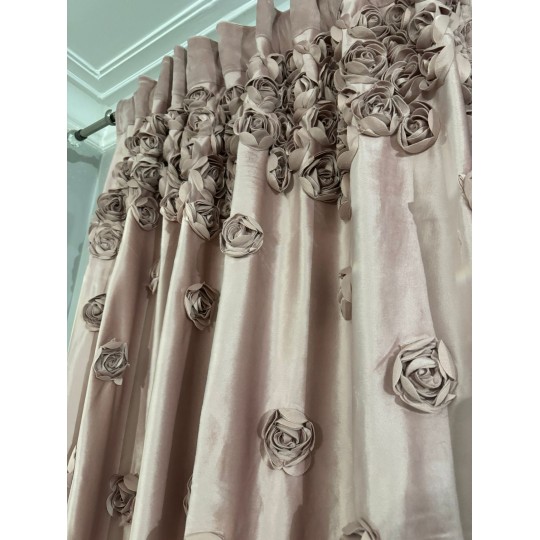 Zasłona z różami French Roses beż taśma